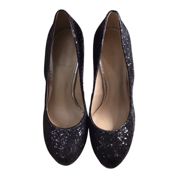 Joan &amp; David Daquella Womens Pump Platform Shoes Black Glitter US 6M NWOB