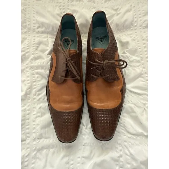 John Fleuvog Men's Executor Rusnak Brown &amp; Tan leather dress shoes size 9