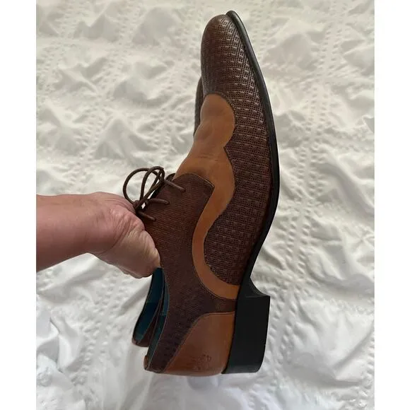 John Fleuvog Men's Executor Rusnak Brown &amp; Tan leather dress shoes size 9