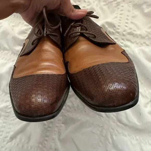 John Fleuvog Men's Executor Rusnak Brown &amp; Tan leather dress shoes size 9
