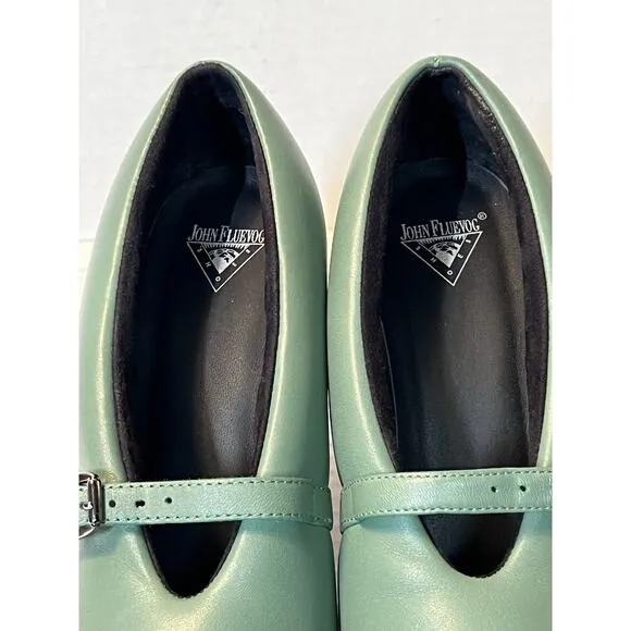 John Fluevog MINIMALISTIC PADDED PUMPS SHOES GREEN SIZE 7