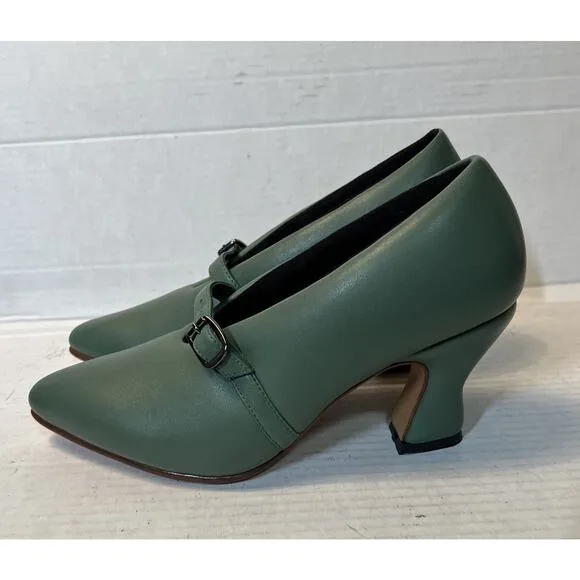 John Fluevog MINIMALISTIC PADDED PUMPS SHOES GREEN SIZE 7