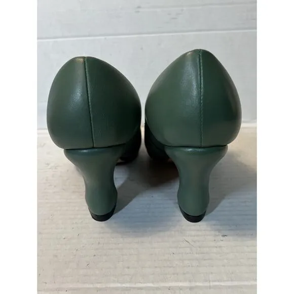 John Fluevog MINIMALISTIC PADDED PUMPS SHOES GREEN SIZE 7
