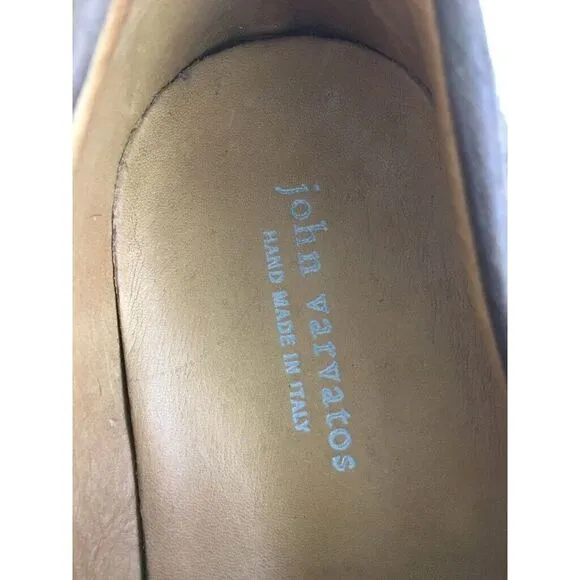 John Varvatos Men's 8.5 Studded Brown Leather Glam Loafers Handmade in Italy
