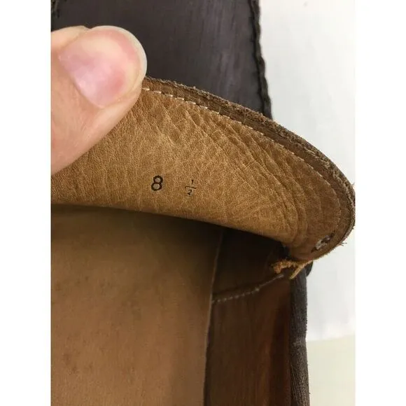John Varvatos Men's 8.5 Studded Brown Leather Glam Loafers Handmade in Italy