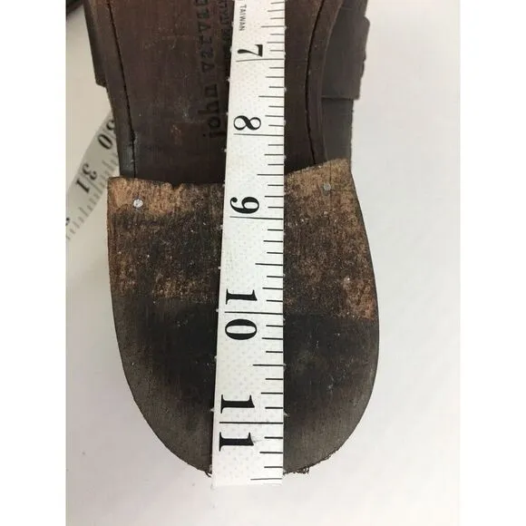 John Varvatos Men's 8.5 Studded Brown Leather Glam Loafers Handmade in Italy