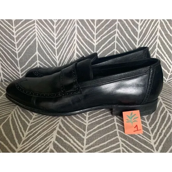 Johnston &amp; Murphy Aristocraft LOAFER wingtip Black Leather Dress Shoes men 9.5