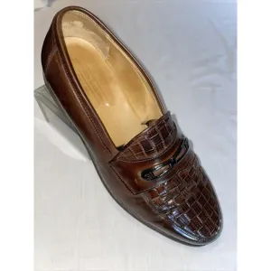 Johnston &amp; Murphy Cellini Italy Men’s Dress Shoes Size 9.5 M Brown Weave Leather