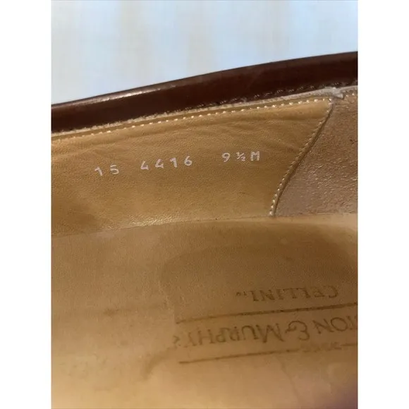 Johnston &amp; Murphy Cellini Italy Men’s Dress Shoes Size 9.5 M Brown Weave Leather