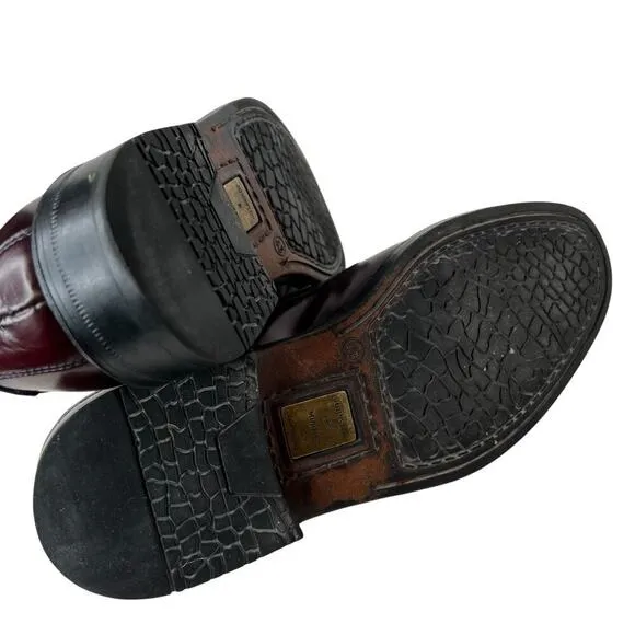JOHNSTON &amp; MURPHY Derby Leather Shoes in Burgundy Men's Size 9.5 M