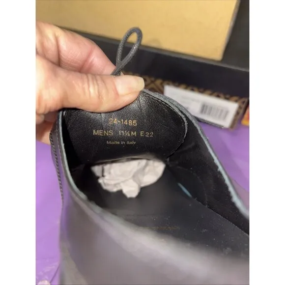 Johnston &amp; Murphy Ellsworth Cap Toe Made in Italy Blk Calfskin Leather 11.5M