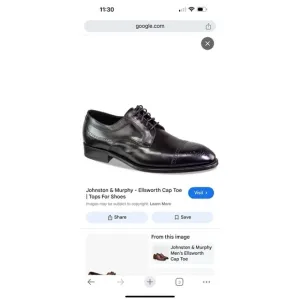 Johnston &amp; Murphy Ellsworth Cap Toe Made in Italy Blk Calfskin Leather 11.5M