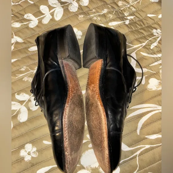 Johnston‎ &amp; Murphy J&amp;M Cap Toe Black Leather Oxford Dress Shoes Men Size 10