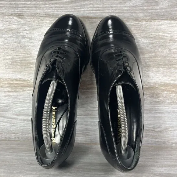 Johnston &amp; Murphy Men’s Black Leather Black Oxford Dress Shoes Size 10.5 USA