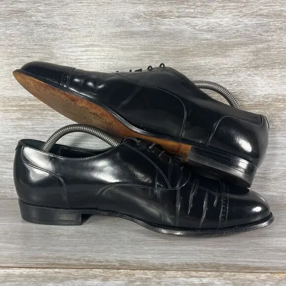 Johnston &amp; Murphy Men’s Black Leather Black Oxford Dress Shoes Size 10.5 USA