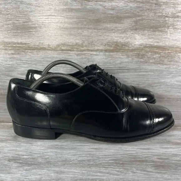 Johnston &amp; Murphy Men’s Black Leather Black Oxford Dress Shoes Size 10.5 USA