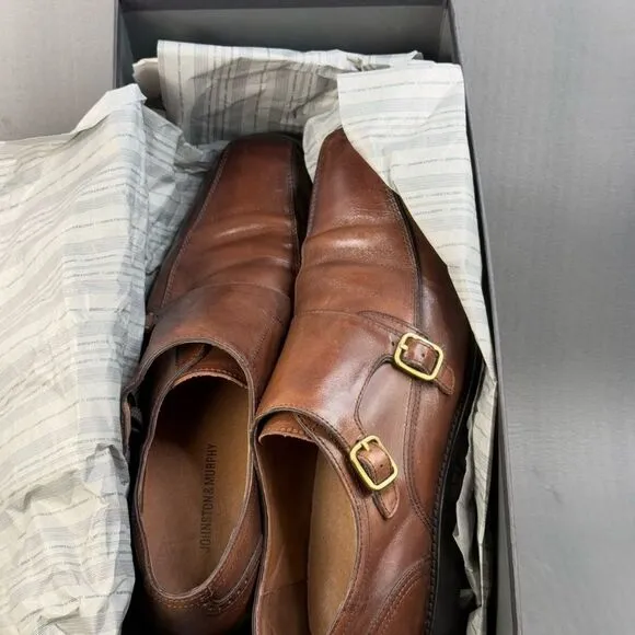 Johnston &amp; Murphy KNOWLAND Double Monk Mahogany Calfskin men’s size 10.5