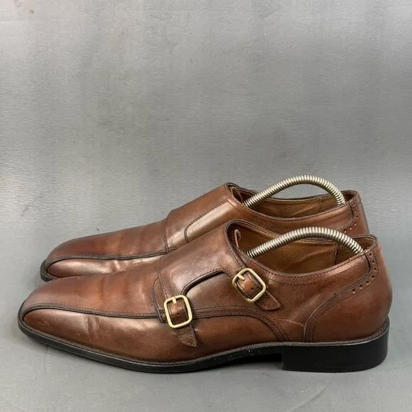 Johnston &amp; Murphy KNOWLAND Double Monk Mahogany Calfskin men’s size 10.5