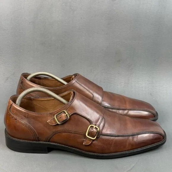 Johnston &amp; Murphy KNOWLAND Double Monk Mahogany Calfskin men’s size 10.5