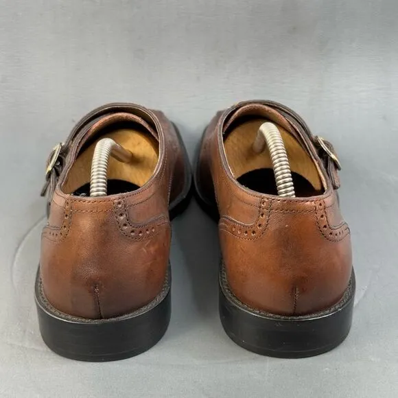 Johnston &amp; Murphy KNOWLAND Double Monk Mahogany Calfskin men’s size 10.5