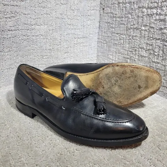 Johnston Murphy Aristocraft Men's Size 9D Black Leather Tasselled Loafers Shoes