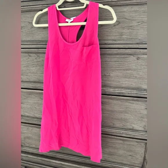 Joie 100% Silk Pink Sleeveless Dress EUC Hot Pink Racerback Mini