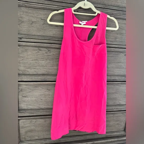 Joie 100% Silk Pink Sleeveless Dress EUC Hot Pink Racerback Mini