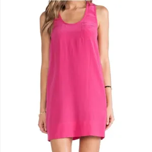 Joie 100% Silk Pink Sleeveless Dress EUC Hot Pink Racerback Mini