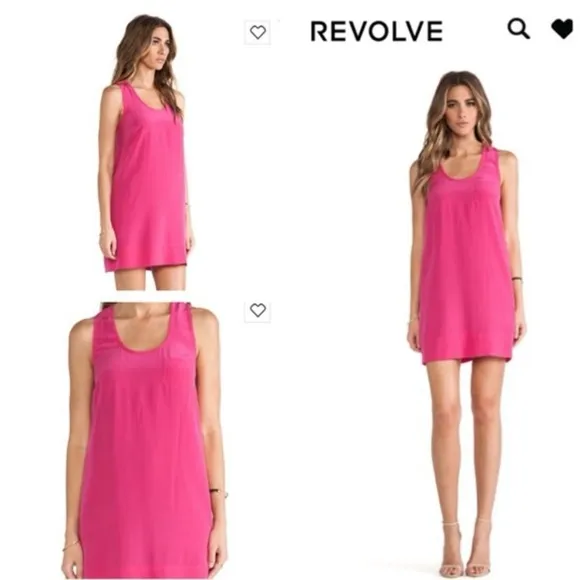 Joie 100% Silk Pink Sleeveless Dress EUC Hot Pink Racerback Mini