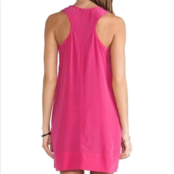 Joie 100% Silk Pink Sleeveless Dress EUC Hot Pink Racerback Mini