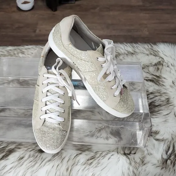 JOIE DAKOTA GLITTER LACE UP SNEAKERS SIZE 39.5 GUC