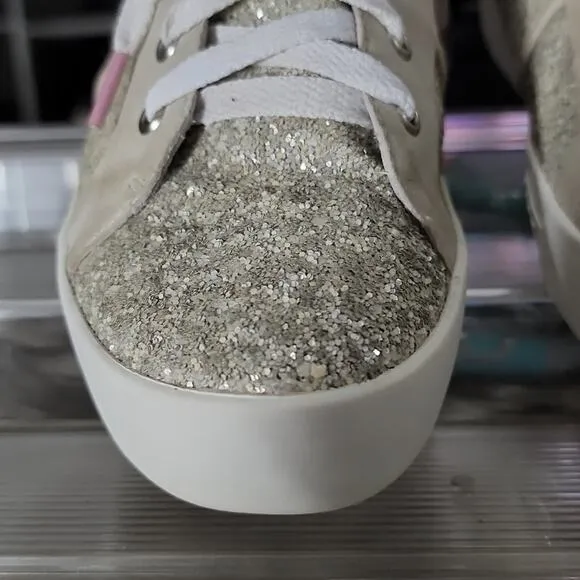 JOIE DAKOTA GLITTER LACE UP SNEAKERS SIZE 39.5 GUC