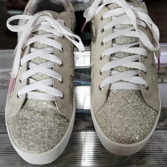 JOIE DAKOTA GLITTER LACE UP SNEAKERS SIZE 39.5 GUC