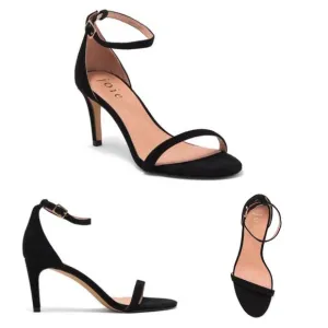 JOIE Maisie Black Suede Ankle Strap Sandal Mid Heel Sz. 8