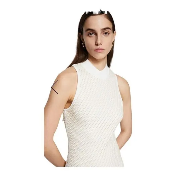 JONATHAN SIMKHAI Ivory Chelle Pointelle Dress Size Large