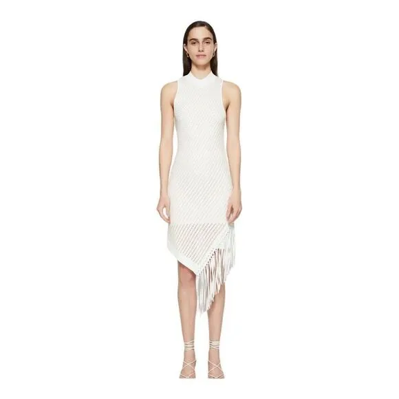 JONATHAN SIMKHAI Ivory Chelle Pointelle Dress Size Large