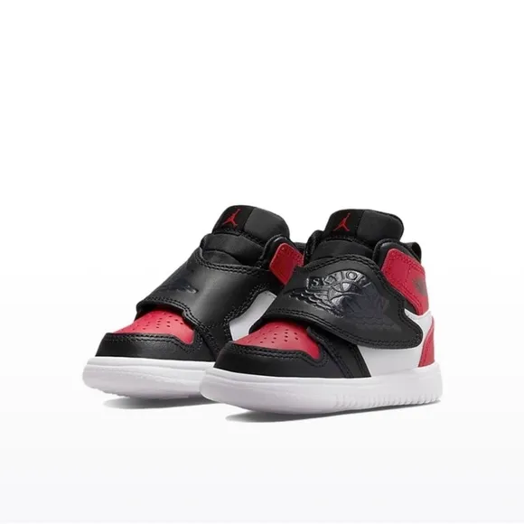 Jordan Nike Sky 1 Toddlers' Shoes Black Varsity Red White BQ7196-016 8C-10C