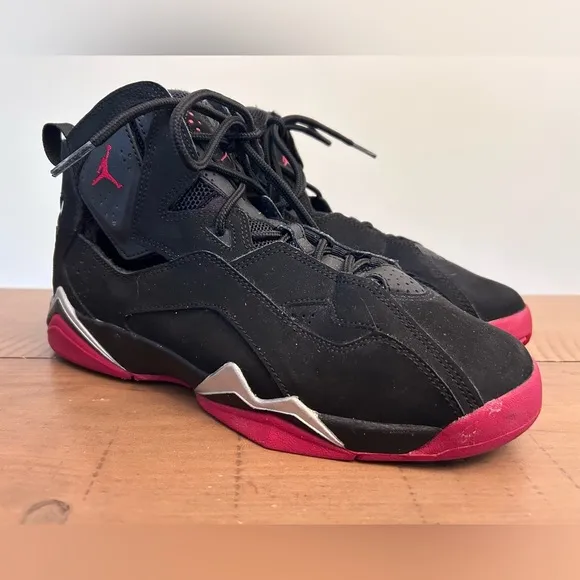 Jordan Nike Youth True Flight Black &amp; Red Basketball Shoes - Size 6Y