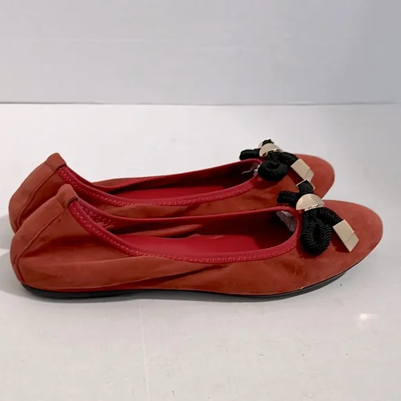 Jorja’s Monica Stella Elegant Red Ballet Flats with Bow Accent size 39