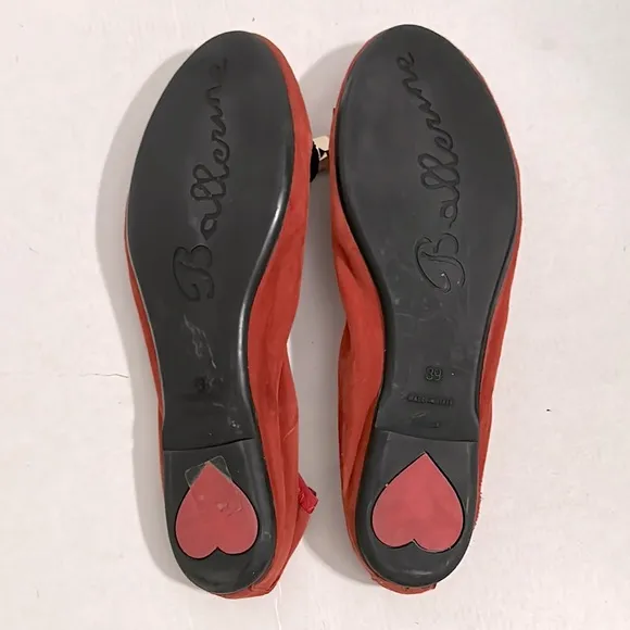 Jorja’s Monica Stella Elegant Red Ballet Flats with Bow Accent size 39