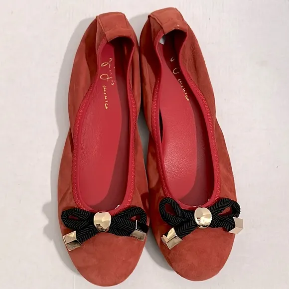 Jorja’s Monica Stella Elegant Red Ballet Flats with Bow Accent size 39