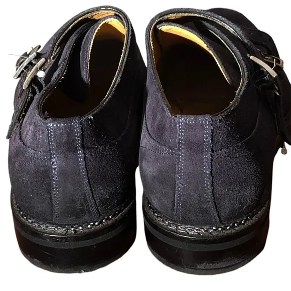 Jose Real Nordve Double Monk Black Suede Oxford Shoes w/ Buckle Italian Leather