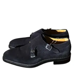 Jose Real Nordve Double Monk Black Suede Oxford Shoes w/ Buckle Italian Leather