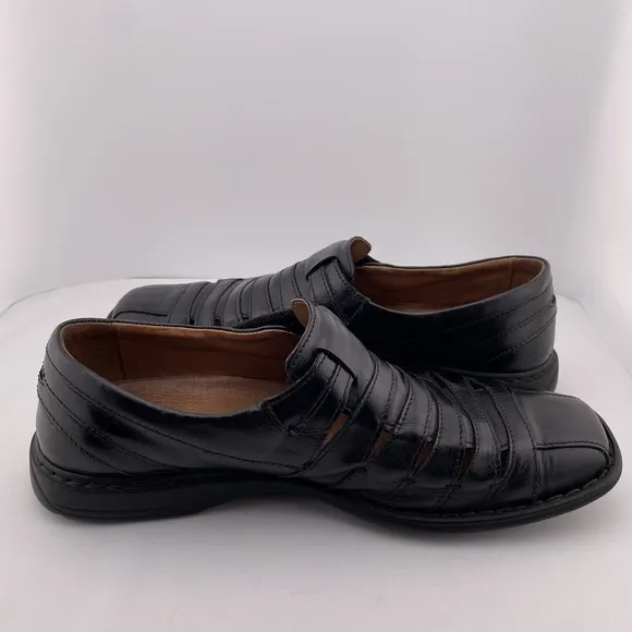 Josef Seibel European Steven Black Leather Fisherman Sandals‎ Size US 9.5  EU 43