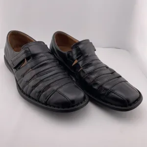 Josef Seibel European Steven Black Leather Fisherman Sandals‎ Size US 9.5  EU 43