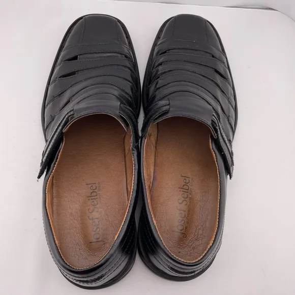 Josef Seibel European Steven Black Leather Fisherman Sandals‎ Size US 9.5  EU 43