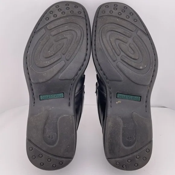 Josef Seibel European Steven Black Leather Fisherman Sandals‎ Size US 9.5  EU 43
