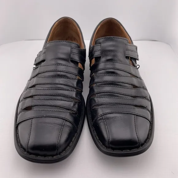 Josef Seibel European Steven Black Leather Fisherman Sandals‎ Size US 9.5  EU 43