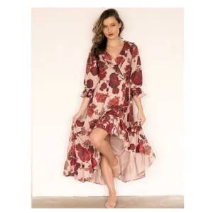 Joyfolie Prairie Cottagecore Cowgirl Floral Madelynn Dress Blush Rose | S