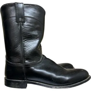 Justin Shoes Men Size 11 EE Style 3133 Black Leather basic work roper Cowboy Kip